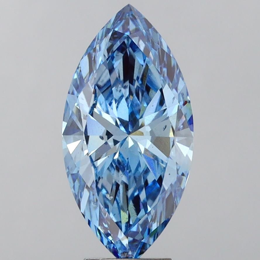 Lab-Grown Marquise Diamond - 5.01 Carats, Fancy Vivid Blue Color, SI1 Clarity - Certified by IGI - Report Number: LG634448154