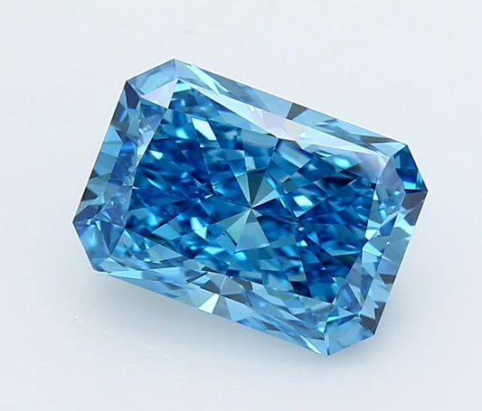 Lab-Grown Radiant Diamond - 3.09 Carats, Fancy Vivid Blue Color, VS1 Clarity - Certified by IGI - Report Number: LG667432822