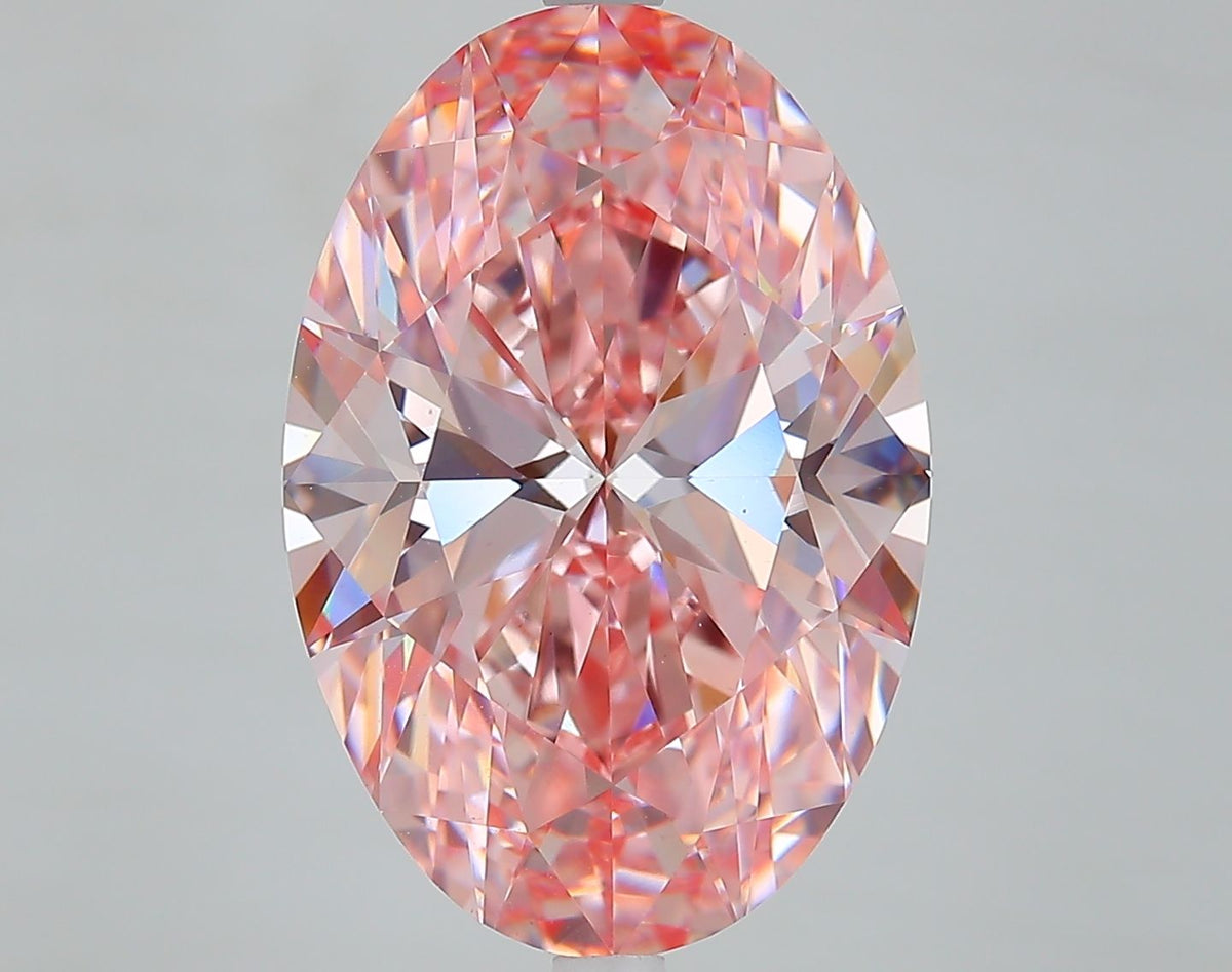 Lab-Grown Oval Diamond - 8.13 Carats, Fancy Vivid Pink Color, VS1 Clarity - Certified by IGI - Report Number: LG629429238