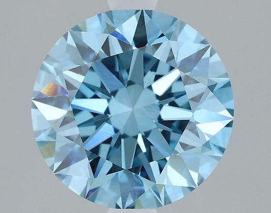 Lab-Grown Round Diamond - 2.1 Carats, Fancy Vivid Blue Color, VVS2 Clarity - Certified by IGI - Report Number: LG610317312
