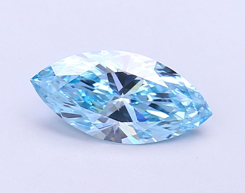 Lab-Grown Marquise Diamond - 1.18 Carats, Fancy Vivid Blue Color, VS2 Clarity - Certified by IGI - Report Number: LG686502715