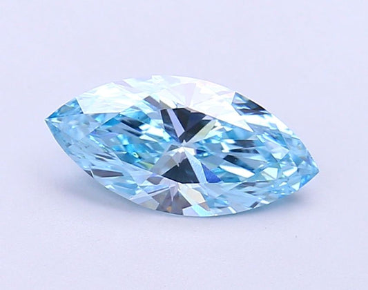 Lab-Grown Marquise Diamond - 1.18 Carats, Fancy Vivid Blue Color, VS2 Clarity - Certified by IGI - Report Number: LG686502715