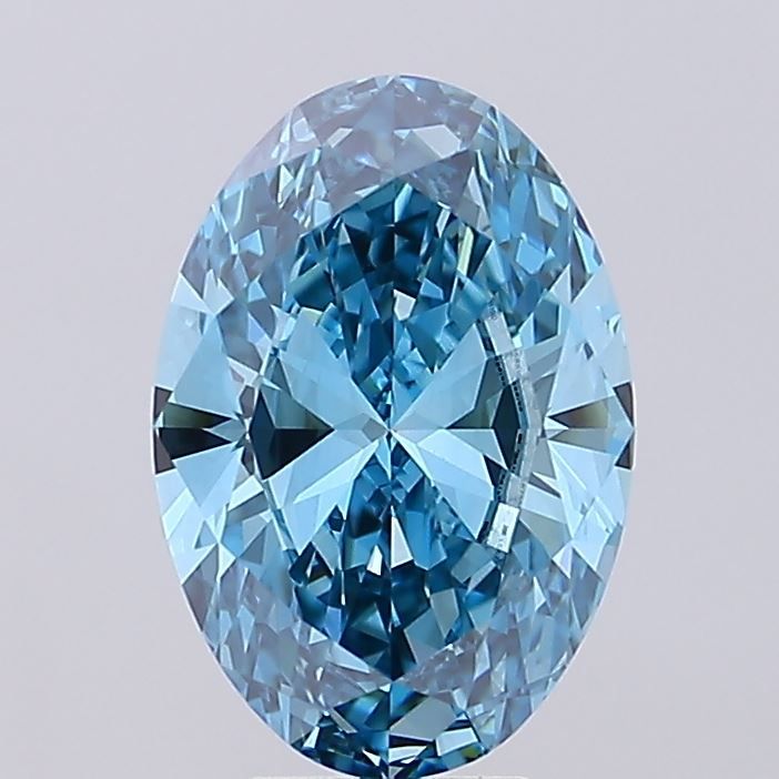 Lab-Grown Oval Diamond - 6.0 Carats, Fancy Vivid Blue Color, VS1 Clarity - Certified by IGI - Report Number: LG675586150