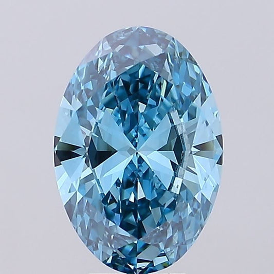 Lab-Grown Oval Diamond - 6.0 Carats, Fancy Vivid Blue Color, VS1 Clarity - Certified by IGI - Report Number: LG675586150