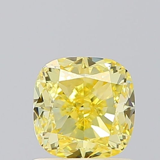 Lab-Grown Cushion Diamond - 1.01 Carats, Fancy Intense Yellow Color, VS1 Clarity - Certified by IGI - Report Number: LG674514664