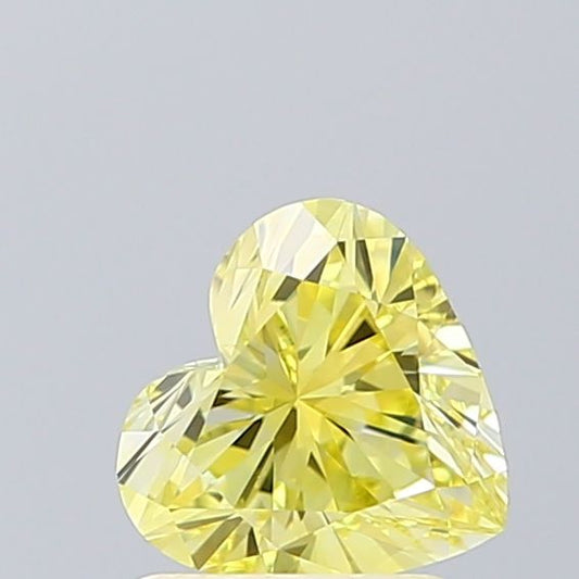 Lab-Grown Heart Diamond - 1.09 Carats, Fancy Vivid Yellow Color, VVS2 Clarity - Certified by IGI - Report Number: LG618484709