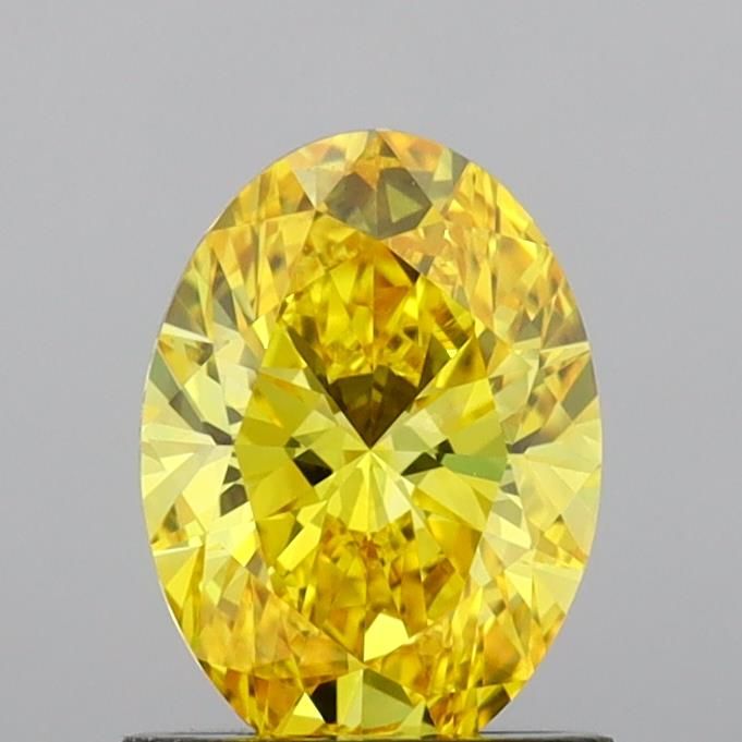 Lab-Grown Oval Diamond - 1.01 Carats, Fancy Vivid Yellow Color, VVS2 Clarity - Certified by IGI - Report Number: LG691539987