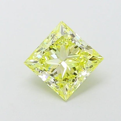 Lab-Grown Princess Diamond - 1.05 Carats, Fancy Vivid Yellow Color, VVS2 Clarity - Certified by IGI - Report Number: LG660424285