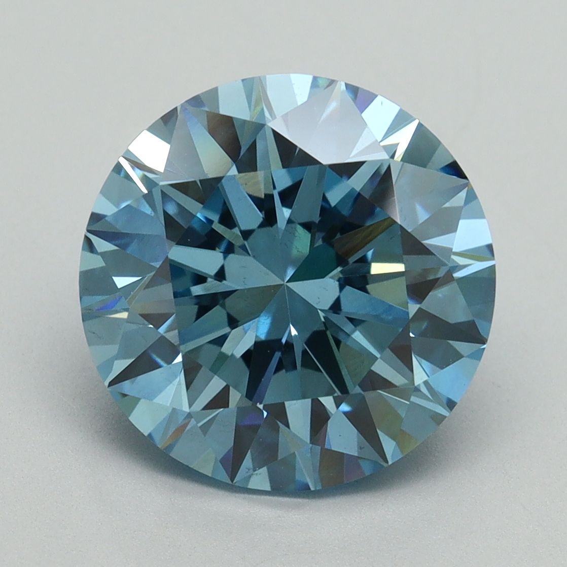 Lab-Grown Round Diamond - 5.01 Carats, Fancy Vivid Blue Color, VS2 Clarity - Certified by IGI - Report Number: LG644430772