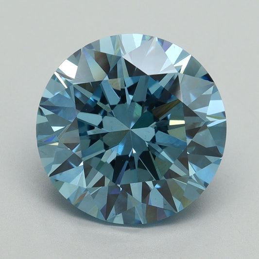 Lab-Grown Round Diamond - 5.01 Carats, Fancy Vivid Blue Color, VS2 Clarity - Certified by IGI - Report Number: LG644430772