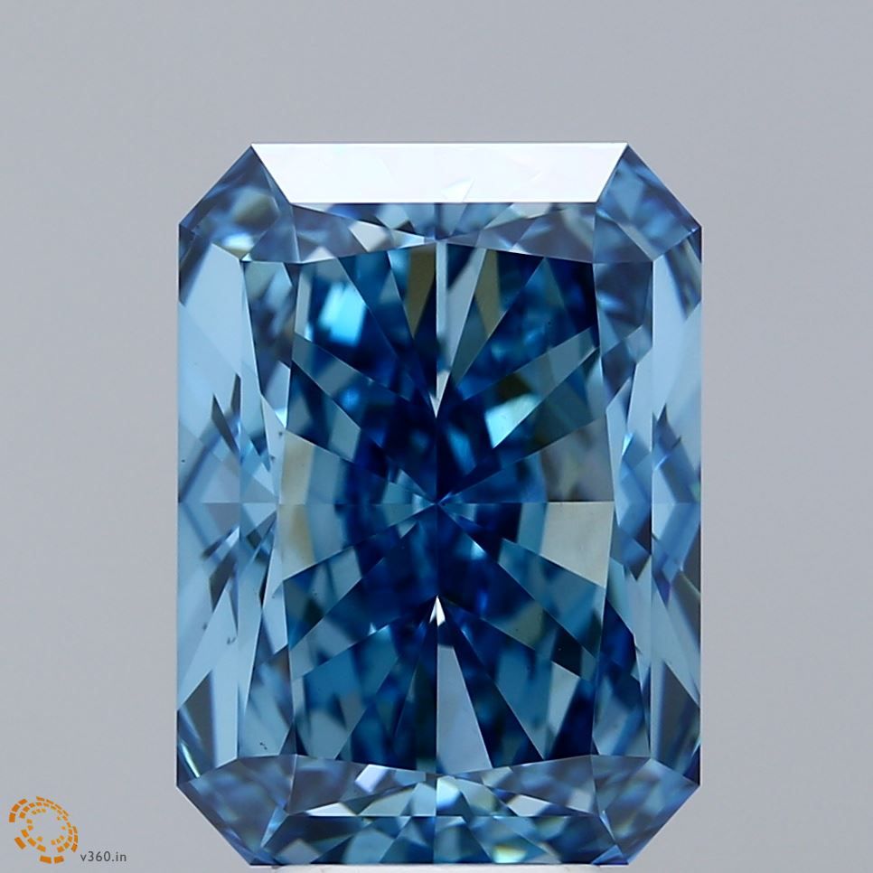 Lab-Grown Radiant Diamond - 8.02 Carats, Fancy Vivid Blue Color, VS1 Clarity - Certified by IGI - Report Number: LG660445833