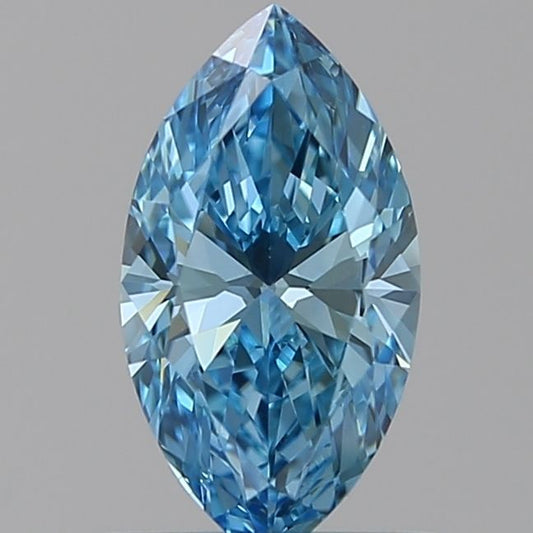 Lab-Grown Marquise Diamond - 0.68 Carats, Fancy Vivid Blue Color, VS1 Clarity - Certified by IGI - Report Number: LG582360132