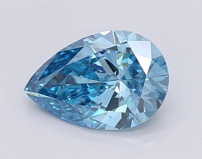 Lab-Grown Pear Diamond - 1.47 Carats, Fancy Vivid Blue Color, VS1 Clarity - Certified by IGI - Report Number: LG595381277