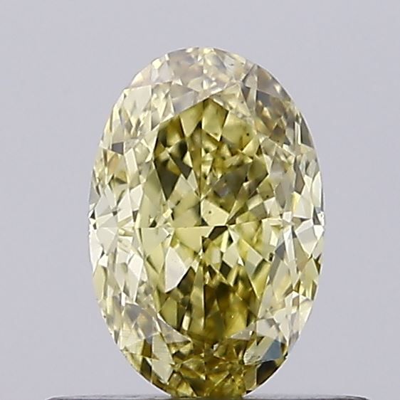 Lab-Grown Oval Diamond - 0.51 Carats, Fancy Gray Yellow Color, VS2 Clarity - Certified by IGI - Report Number: LG636476021