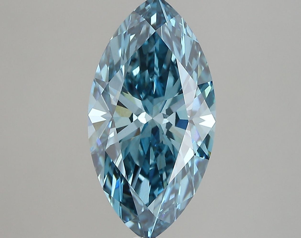 Lab-Grown Marquise Diamond - 3.05 Carats, Fancy Vivid Blue Color, VVS2 Clarity - Certified by IGI - Report Number: LG669450369