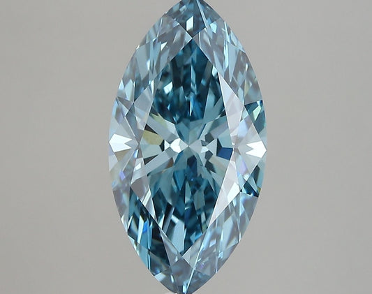 Lab-Grown Marquise Diamond - 3.05 Carats, Fancy Vivid Blue Color, VVS2 Clarity - Certified by IGI - Report Number: LG669450369