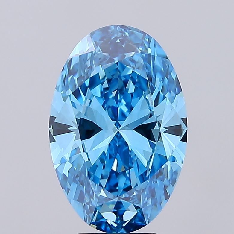 Lab-Grown Oval Diamond - 5.01 Carats, Fancy Vivid Blue Color, VS1 Clarity - Certified by IGI - Report Number: LG689507320
