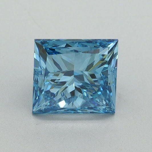 Lab-Grown Princess Diamond - 1.5 Carats, Fancy Vivid Blue Color, VVS2 Clarity - Certified by IGI - Report Number: LG644405204