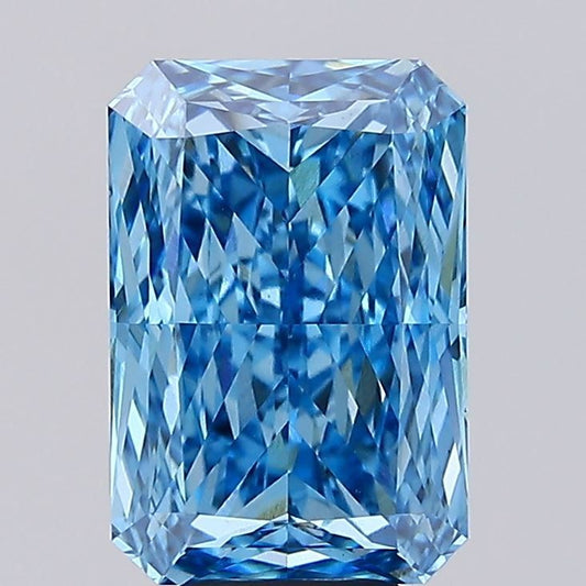 Lab-Grown Radiant Diamond - 6.25 Carats, Fancy Vivid Blue Color, VVS2 Clarity - Certified by IGI - Report Number: LG689507497