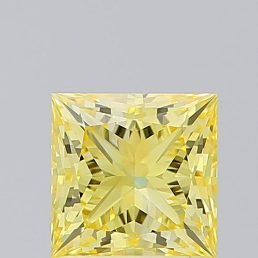 Lab-Grown Princess Diamond - 1.07 Carats, Fancy Intense Yellow Color, VS1 Clarity - Certified by IGI - Report Number: LG662472478