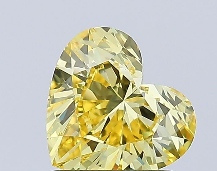 Lab-Grown Heart Diamond - 1.1 Carats, Fancy Vivid Yellow Color, VS1 Clarity - Certified by IGI - Report Number: LG627448438