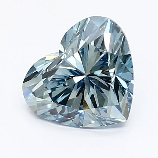 Lab-Grown Heart Diamond - 1.01 Carats, Fancy Vivid Blue Color, VVS2 Clarity - Certified by IGI - Report Number: LG629484083