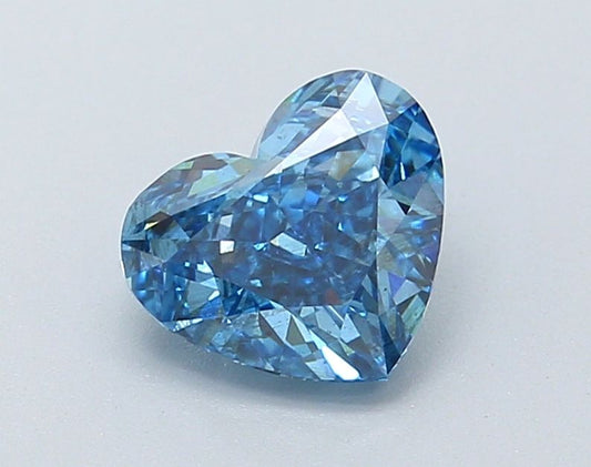 Lab-Grown Heart Diamond - 1.55 Carats, Fancy Vivid Blue Color, SI1 Clarity - Certified by IGI - Report Number: LG630448177