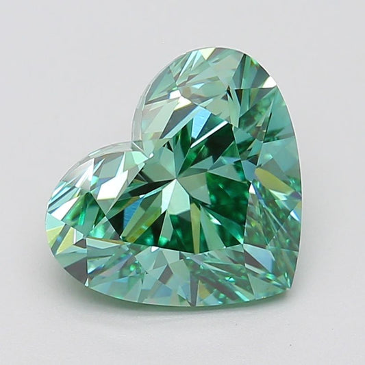 Lab-Grown Heart Diamond - 4.0 Carats, Fancy Vivid Green Color, VVS2 Clarity - Certified by IGI - Report Number: LG685581329