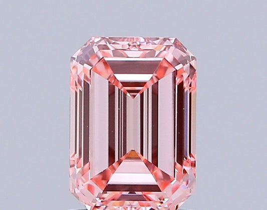 Lab-Grown Emerald Diamond - 1.55 Carats, Fancy Vivid Pink Color, VS1 Clarity - Certified by IGI - Report Number: LG640427745