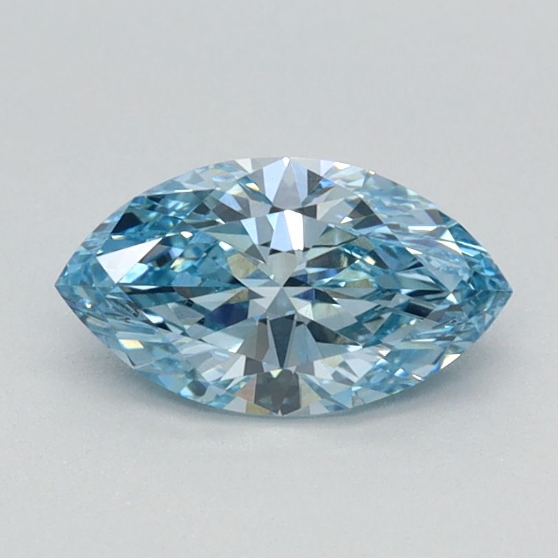 Lab-Grown Marquise Diamond - 0.7 Carats, Fancy Vivid Blue Color, VVS2 Clarity - Certified by IGI - Report Number: LG626424609