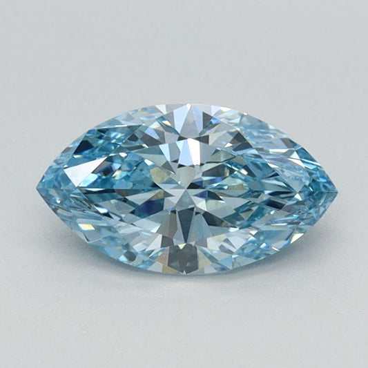 Lab-Grown Marquise Diamond - 0.7 Carats, Fancy Vivid Blue Color, VVS2 Clarity - Certified by IGI - Report Number: LG626424609
