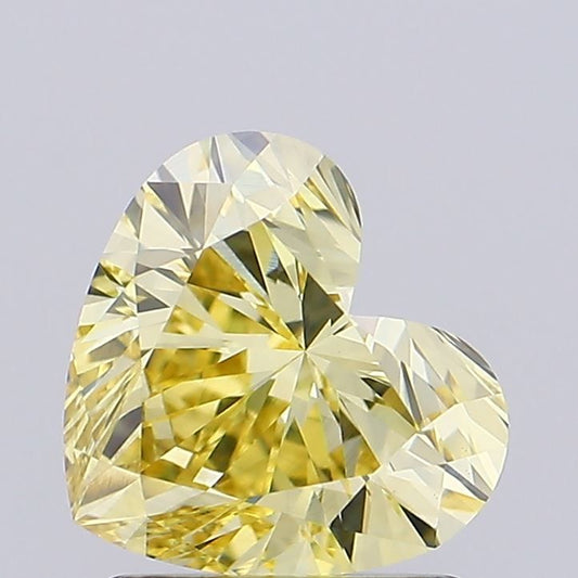 Lab-Grown Heart Diamond - 1.33 Carats, Fancy Intense Yellow Color, VVS2 Clarity - Certified by IGI - Report Number: LG675531120