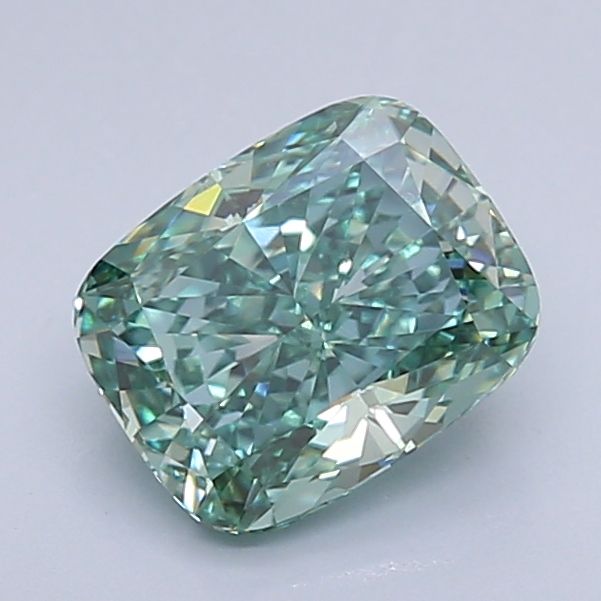 Lab-Grown Cushion Diamond - 1.5 Carats, Fancy Vivid Green Color, VS1 Clarity - Certified by IGI - Report Number: LG635490127