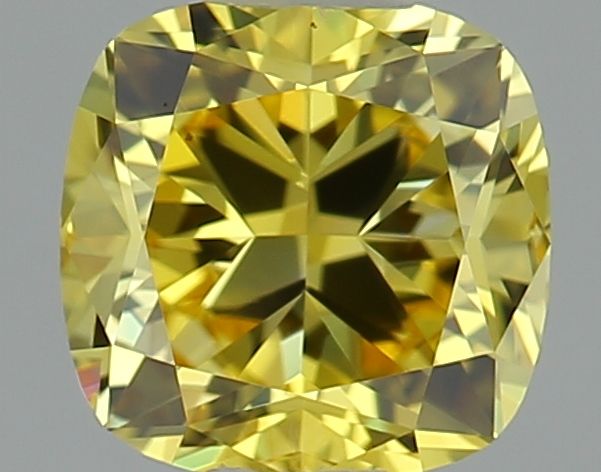 Lab-Grown Cushion Diamond - 0.54 Carats, Fancy Vivid Yellow Color, VVS2 Clarity - Certified by IGI - Report Number: LG640445929