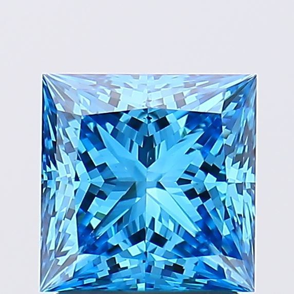 Lab-Grown Princess Diamond - 1.74 Carats, Fancy Vivid Blue Color, VS2 Clarity - Certified by IGI - Report Number: LG662417451