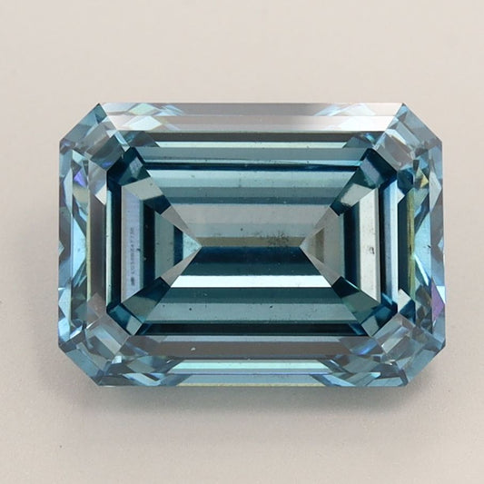 Lab-Grown Emerald Diamond - 4.03 Carats, Fancy Vivid Blue Color, VS2 Clarity - Certified by IGI - Report Number: LG588347738