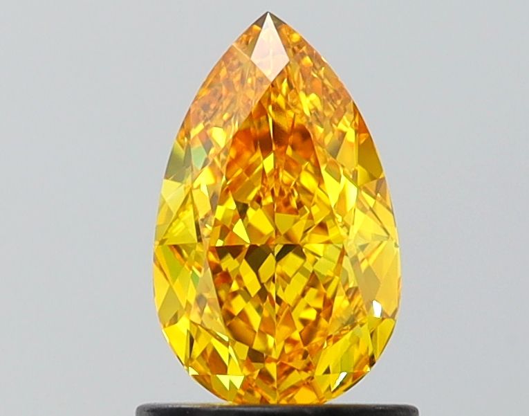 Lab-Grown Pear Diamond - 1.08 Carats, Fancy Vivid Yellow Color, VVS2 Clarity - Certified by IGI - Report Number: LG649497839
