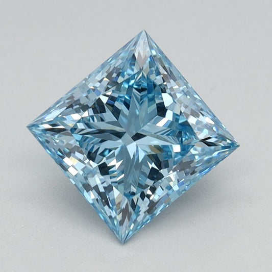 Lab-Grown Princess Diamond - 1.09 Carats, Fancy Vivid Blue Color, VVS2 Clarity - Certified by IGI - Report Number: LG613350711