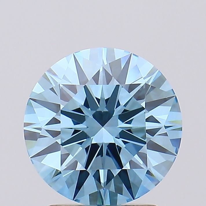 Lab-Grown Round Diamond - 2.04 Carats, Fancy Vivid Blue Color, VVS2 Clarity - Certified by IGI - Report Number: LG612335750