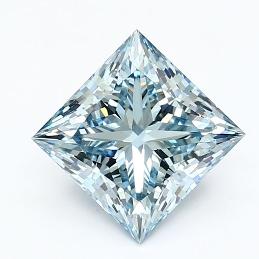 Lab-Grown Princess Diamond - 2.13 Carats, Fancy Vivid Blue Color, VS1 Clarity - Certified by IGI - Report Number: LG636483221
