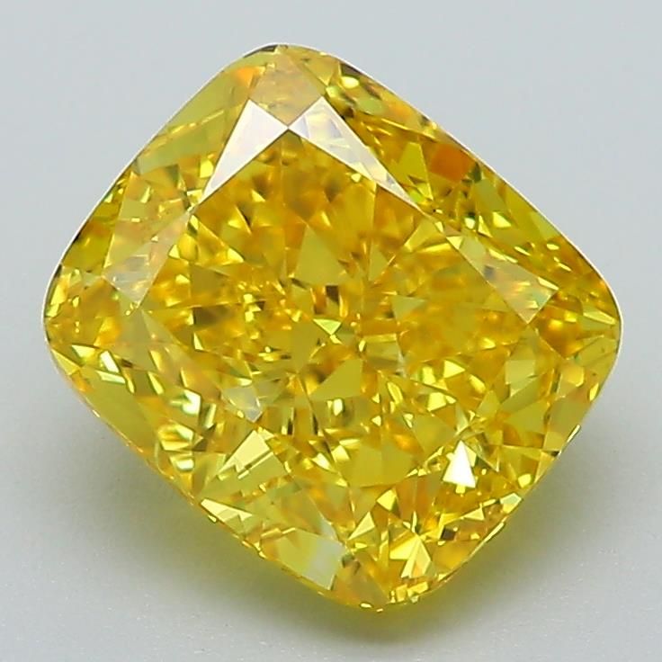 Lab-Grown Cushion Diamond - 2.52 Carats, Fancy Vivid Yellow Color, VVS2 Clarity - Certified by IGI - Report Number: LG588347607
