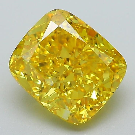 Lab-Grown Cushion Diamond - 2.52 Carats, Fancy Vivid Yellow Color, VVS2 Clarity - Certified by IGI - Report Number: LG588347607