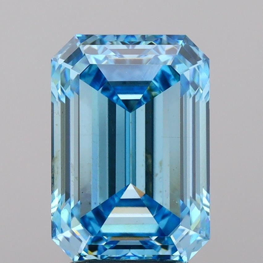 Lab-Grown Emerald Diamond - 3.55 Carats, Fancy Vivid Blue Color, VS1 Clarity - Certified by IGI - Report Number: LG687597358