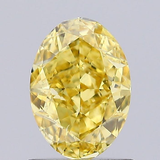 Lab-Grown Oval Diamond - 0.99 Carats, Fancy Vivid Yellow Color, VS2 Clarity - Certified by IGI - Report Number: LG636496666