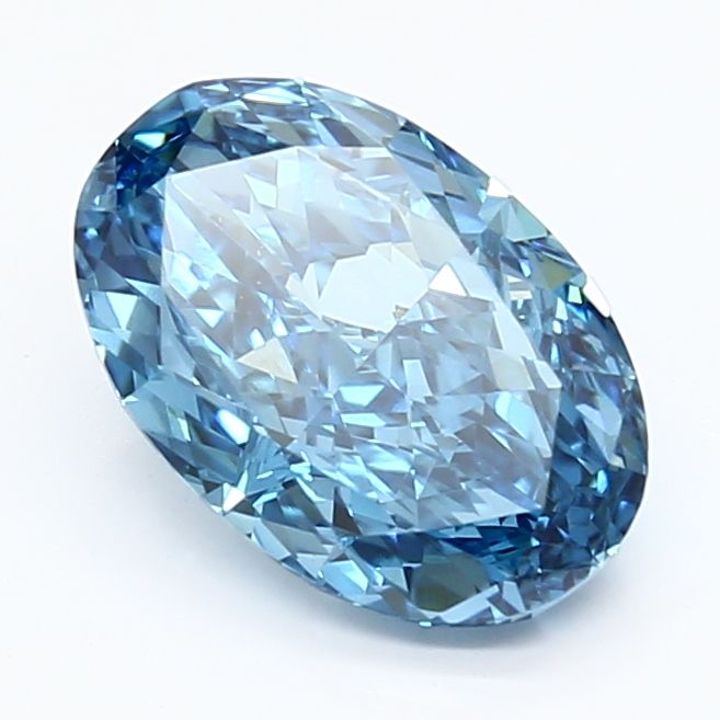 Lab-Grown Oval Diamond - 2.48 Carats, Fancy Vivid Blue Color, VVS2 Clarity - Certified by IGI - Report Number: LG648491409