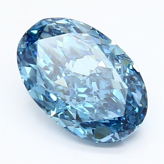 Lab-Grown Oval Diamond - 2.48 Carats, Fancy Vivid Blue Color, VVS2 Clarity - Certified by IGI - Report Number: LG648491409