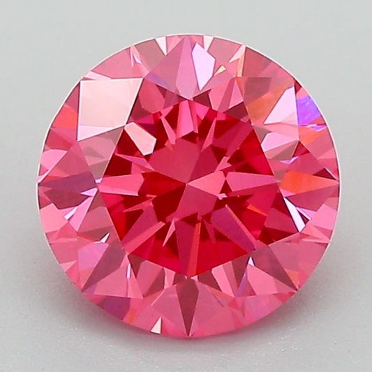 Lab-Grown Round Diamond - 1.56 Carats, Fancy Vivid Pink Color, VVS2 Clarity - Certified by IGI - Report Number: LG689532727