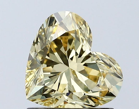 Lab-Grown Heart Diamond - 1.08 Carats, Fancy Vivid Yellow Color, VVS2 Clarity - Certified by IGI - Report Number: LG671438947