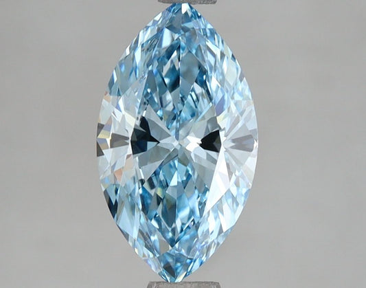 Lab-Grown Marquise Diamond - 1.52 Carats, Fancy Vivid Blue Color, VS1 Clarity - Certified by IGI - Report Number: LG654408657
