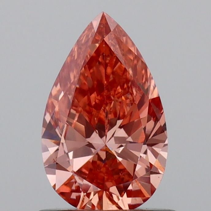 Lab-Grown Pear Diamond - 0.7 Carats, Fancy Vivid Brown Pink Color, VS1 Clarity - Certified by IGI - Report Number: LG636447857